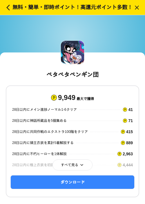 ペタペタペンギン団の過去最高画像（ハピタス（SKYFLAG）・2026年5月17日）