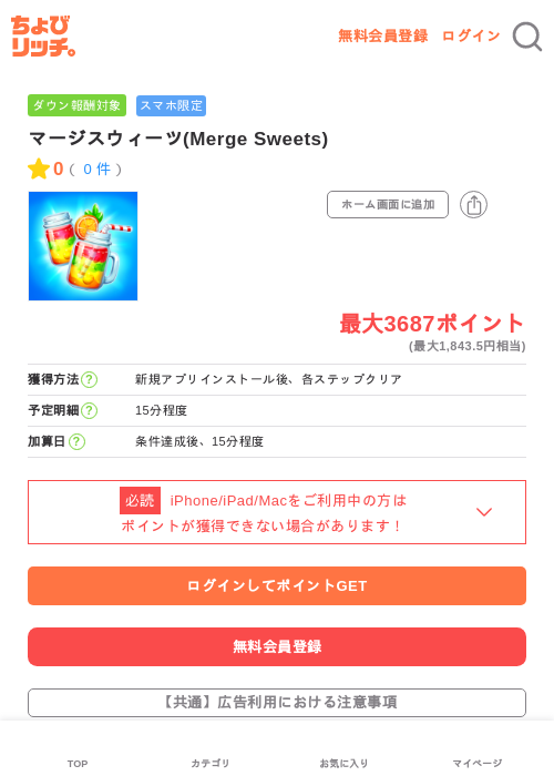 マージスウィーツ(Merge Sweets)の過去最高画像（ちょびリッチ・2026年5月15日）