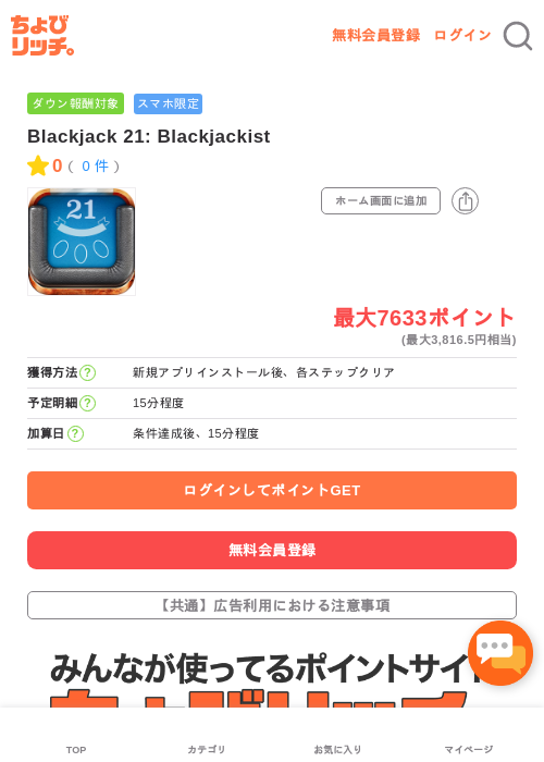 Blackjack 21: Blackjackistの過去最高画像（ちょびリッチ・2026年5月13日）