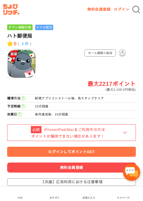 ハト郵便局の過去最高画像（ちょびリッチ・2026年5月14日）