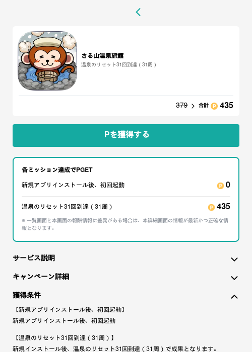 さる山温泉旅館の過去最高画像（モッピー（GF Rewards）・2026年5月15日）