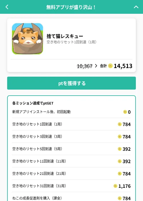 捨て猫レスキューの掲載記録画像（げん玉（GF Rewards）・2026年6月20日）