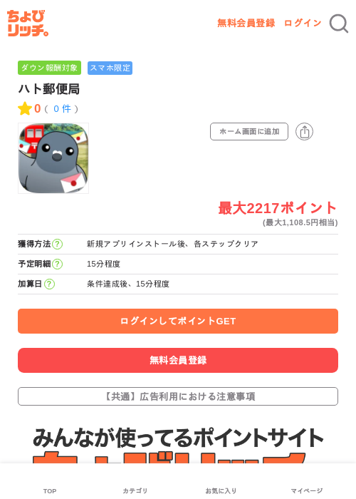 ハト郵便局の過去最高画像（ちょびリッチ・2026年5月15日）