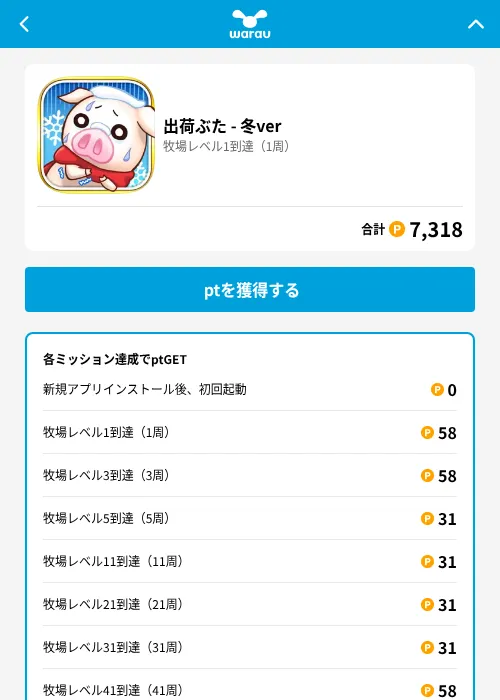 出荷ぶた - 冬verの掲載記録画像（ワラウ（GF Rewards）・2026年6月19日）
