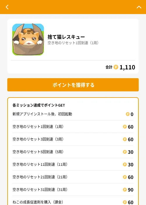 捨て猫レスキューの掲載記録画像（GMOポイ活（GF Rewards）・2026年6月21日）