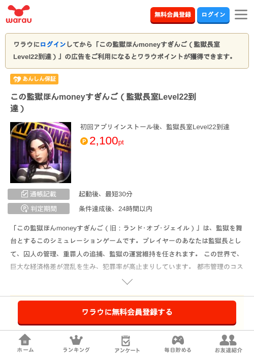この監獄ほんmoneyすぎんご（監獄長室Level22到達）の過去最高画像（ワラウ・2026年5月16日）