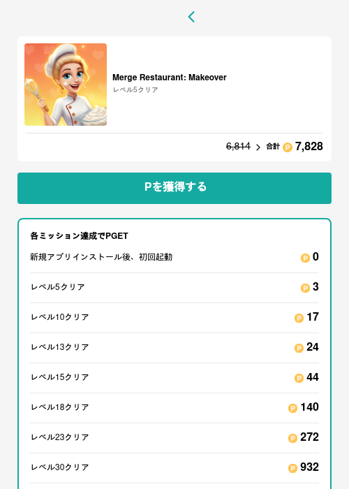 Merge Restaurant: Makeoverの過去最高画像（モッピー（GF Rewards）・2026年5月15日）