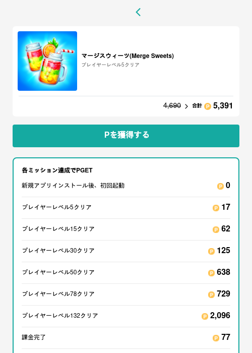 マージスウィーツ(Merge Sweets)の過去最高画像（モッピー（GF Rewards）・2026年5月15日）
