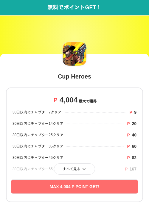 Cup Heroesの過去最高画像（モッピー（SKYFLAG）・2026年5月17日）