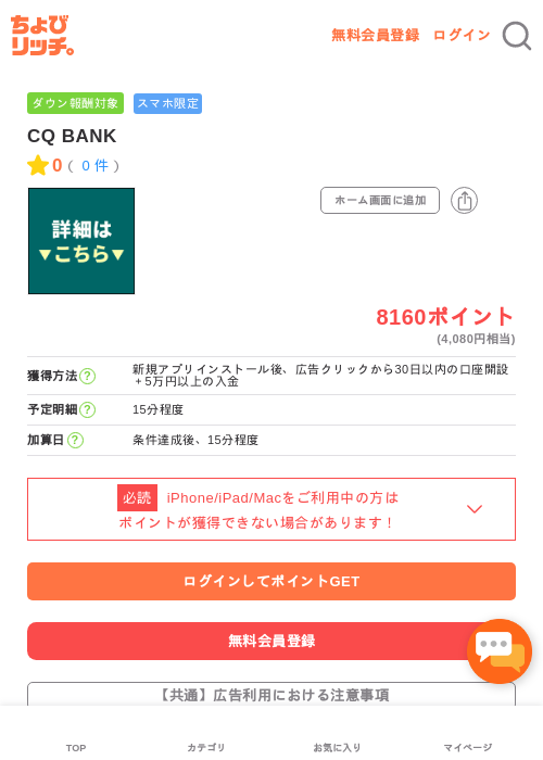 CQ BANKの過去最高画像（ちょびリッチ・2026年5月16日）