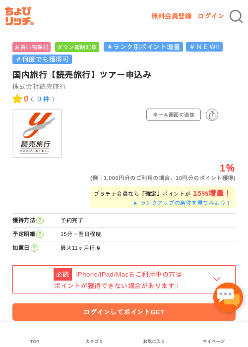 国内旅行【読売旅行】ツアー申込みの過去最高画像（ちょびリッチ・2026年5月15日）