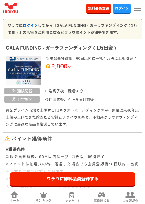 GALA FUNDING - ガーラファンディング（1万出資）の過去最高画像（ワラウ・2026年5月15日）