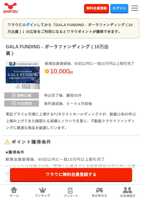 GALA FUNDING - ガーラファンディング（10万出資）の過去最高画像（ワラウ・2026年5月15日）