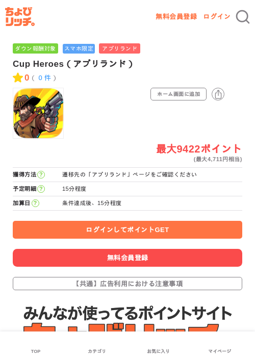 Cup Heroes（アプリランド）の過去最高画像（ちょびリッチ・2026年5月17日）