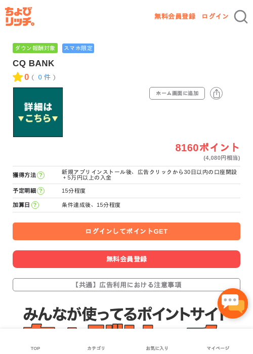 CQ BANKの過去最高画像（ちょびリッチ・2026年5月17日）