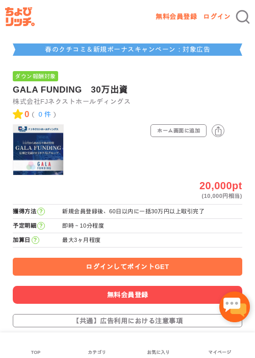 GALA FUNDING　30万出資の過去最高画像（ちょびリッチ・2026年5月15日）
