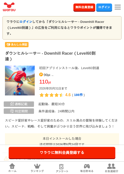 ダウンヒルレーサー - Downhill Racer（Level60到達）の過去最高画像（ワラウ・2026年5月18日）