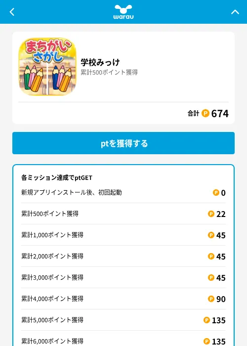 学校みっけの掲載記録画像（ワラウ（GF Rewards）・2026年6月19日）