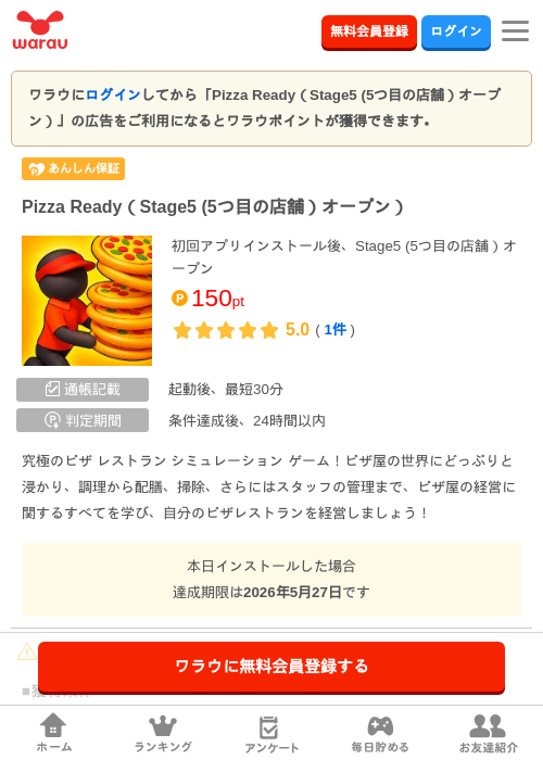 Pizza Ready（Stage5 (5つ目の店舗）オープン）の過去最高画像（ワラウ・2026年5月22日）