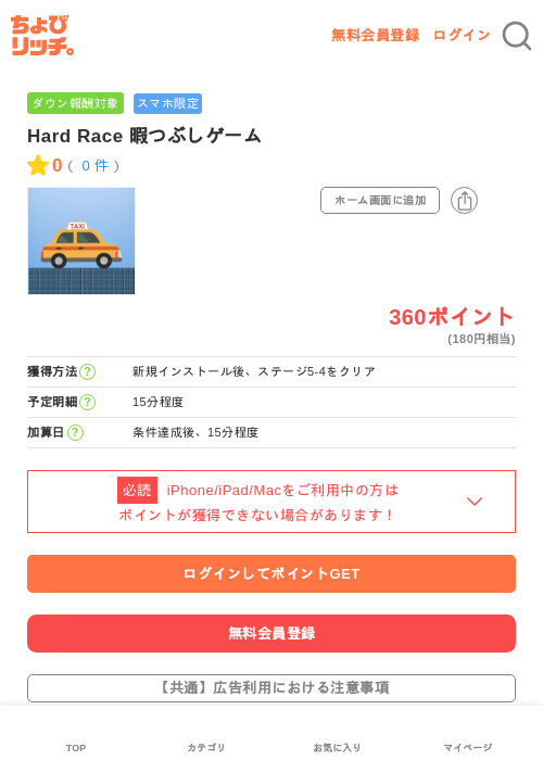 Hard Race 暇つぶしゲームの過去最高画像（ちょびリッチ・2026年5月22日）