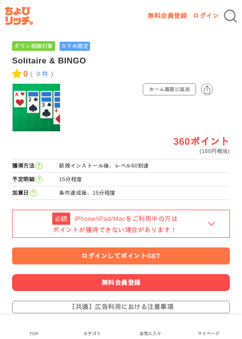 Solitaire & BINGOの過去最高画像（ちょびリッチ・2026年5月22日）