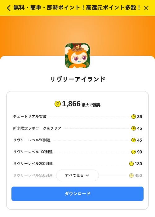 リヴリーアイランドの過去最高画像（ハピタス（SKYFLAG）・2026年5月22日）