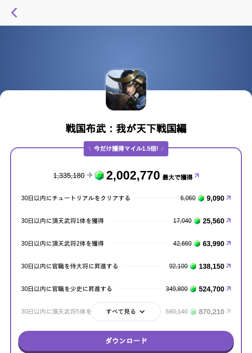 戦国布武：我が天下戦国編の掲載記録画像（トリマ （ミッションA）・2026年6月22日）