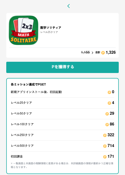 数学ソリティアの過去最高画像（モッピー（GF Rewards）・2026年5月22日）