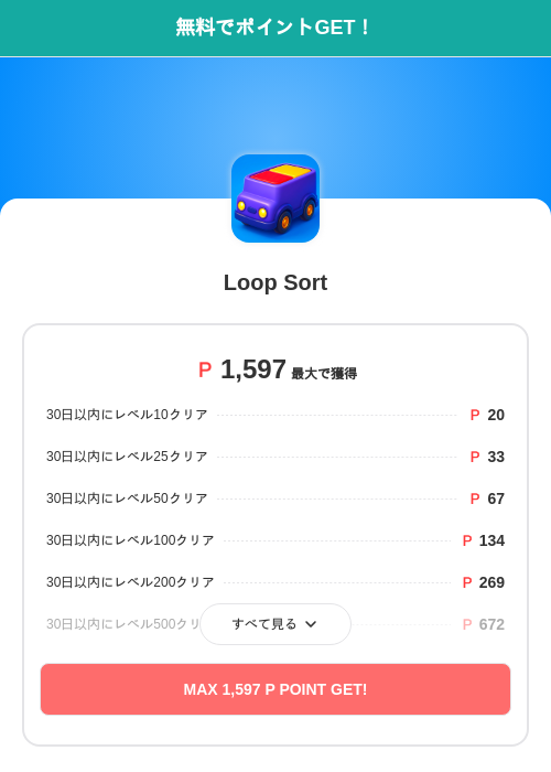 Loop Sortの過去最高画像（モッピー（SKYFLAG）・2026年5月22日）