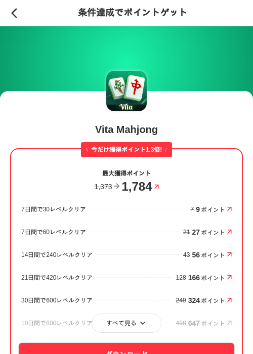 Vita Mahjongの過去最高画像（メルカリ（ポイントゲット）・2026年6月3日）