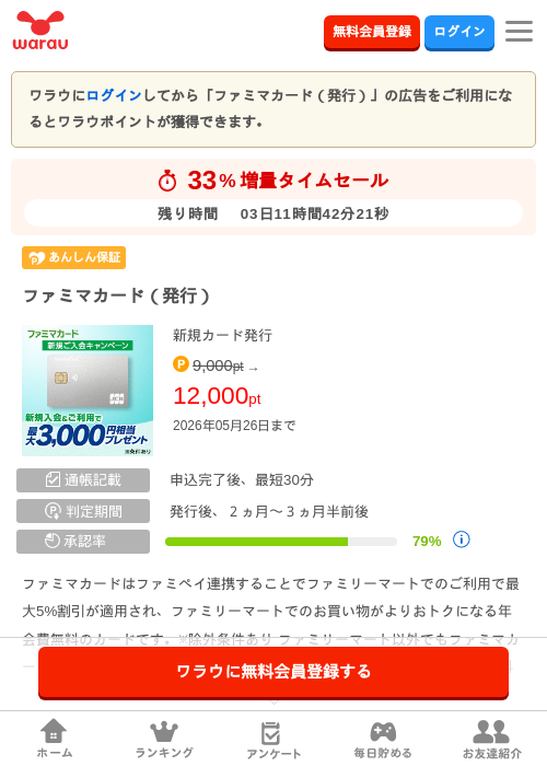 ファミマカード（発行）の過去最高画像（ワラウ・2026年5月23日）