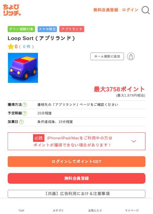 Loop Sort（アプリランド）の過去最高画像（ちょびリッチ・2026年5月23日）