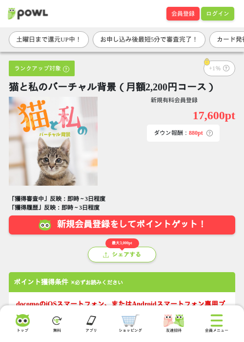 猫と私のバーチャル背景（月額2,200円コース）の過去最高画像（Powl・2026年5月28日）
