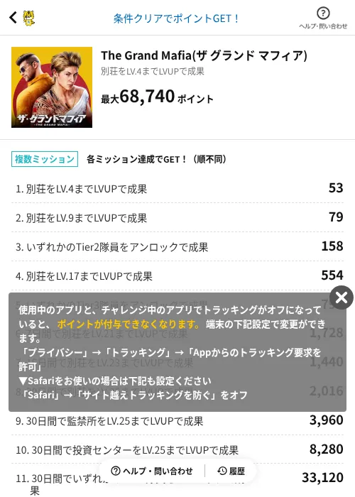 The Grand Mafia(ザ グランド マフィア)の掲載記録画像(GMOポイ活(AppDriver)・2026年6月14日)