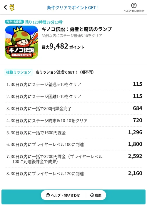 キノコ伝説：勇者と魔法のランプの過去最高画像（GMOポイ活（AppDriver）・2026年6月14日）