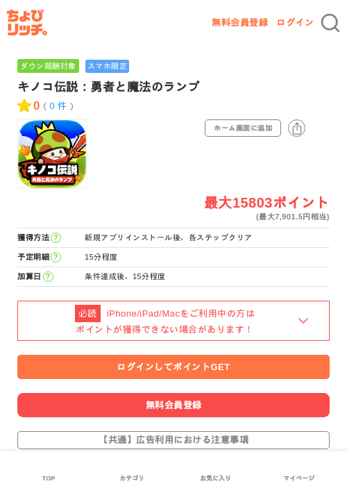 キノコ伝説：勇者と魔法のランプの過去最高画像（ちょびリッチ・2026年5月30日）
