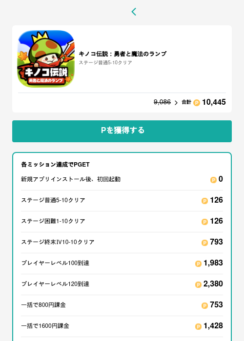 キノコ伝説：勇者と魔法のランプの過去最高画像（モッピー（GF Rewards）・2026年5月30日）