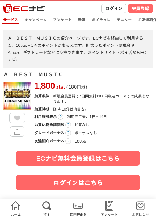 Ａ　ＢＥＳＴ　ＭＵＳＩＣの掲載記録画像（ECナビ・2026年6月1日）