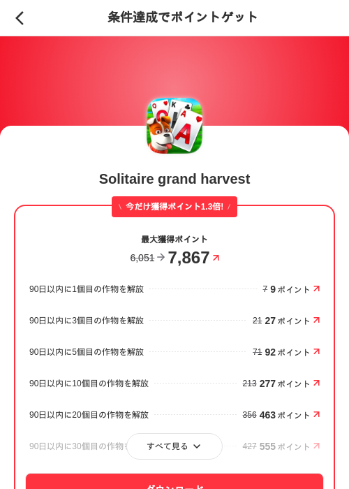 Solitaire grand harvestの掲載記録画像(メルカリ(ポイントゲット)・2026年6月1日)