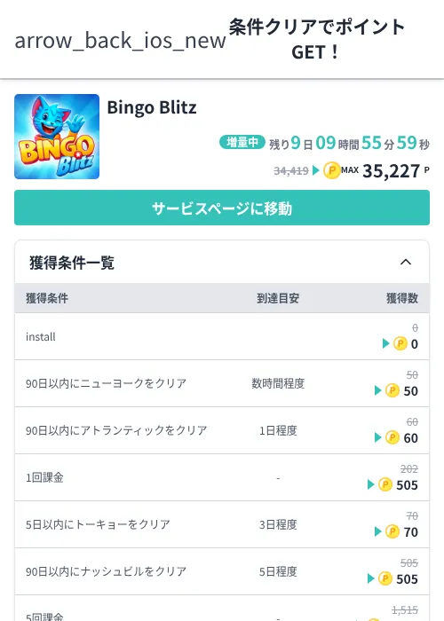Bingo Blitzの過去最高画像（モッピー（Zucks）・2026年6月6日）