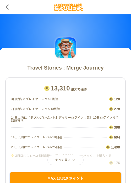 Travel Stories : Merge Journeyの過去最高画像（ちょびリッチ（SKYFLAG）・2026年6月4日）