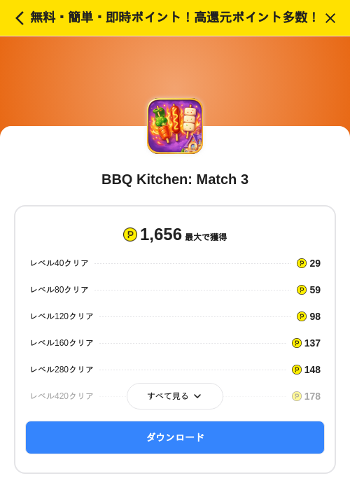 BBQ Kitchen: Match 3の過去最高画像（ハピタス（SKYFLAG）・2026年6月2日）