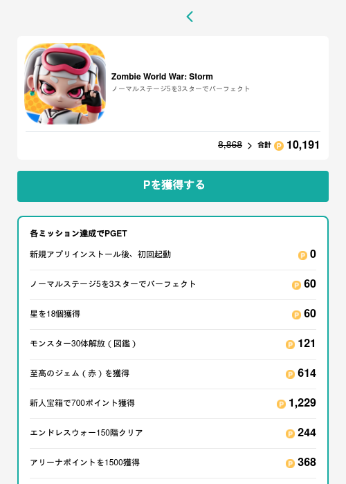 Zombie World War: Stormの過去最高画像（モッピー（GF Rewards）・2026年6月3日）