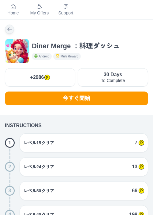 Diner Merge ：料理ダッシュの過去最高画像（ハピタス（myChips）・2026年6月3日）