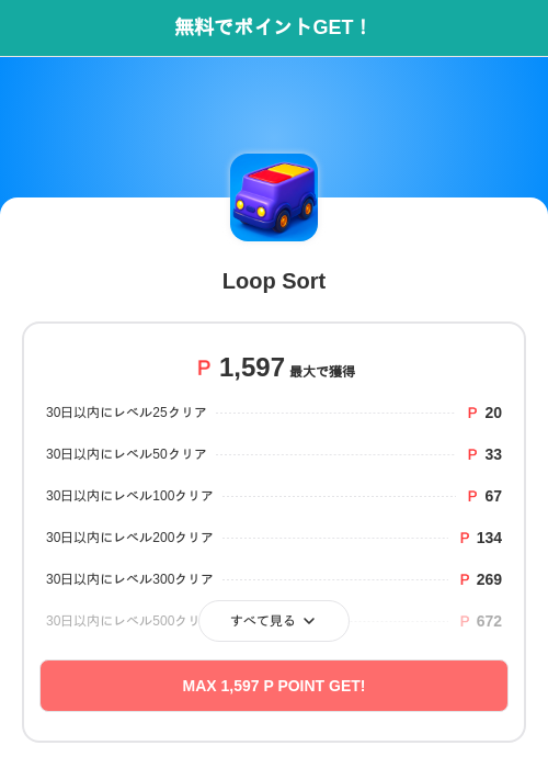 Loop Sortの過去最高画像（モッピー（SKYFLAG）・2026年6月4日）