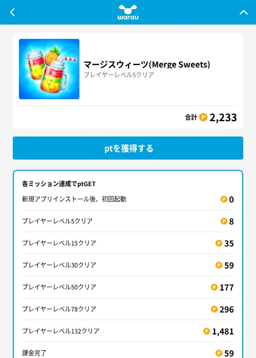 マージスウィーツ(Merge Sweets)の掲載記録画像（ワラウ（GF Rewards）・2026年6月19日）