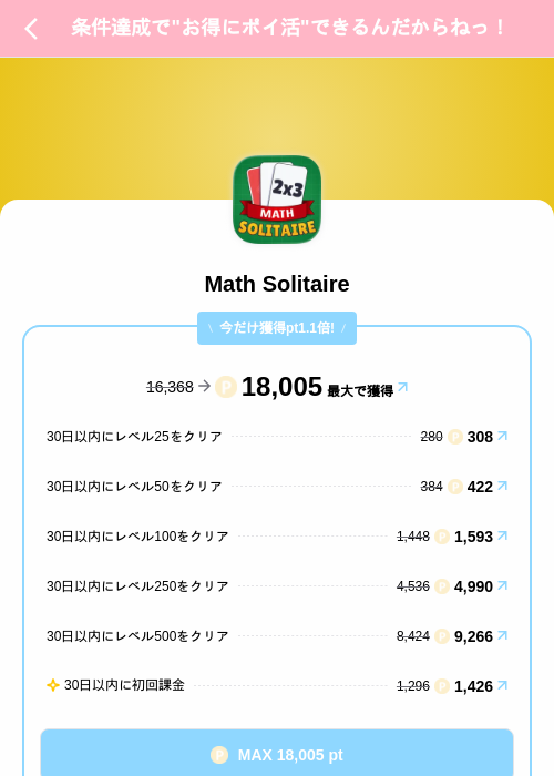 Math Solitaireの掲載記録画像(Powl(SKYFLAG)・2026年8月12日)