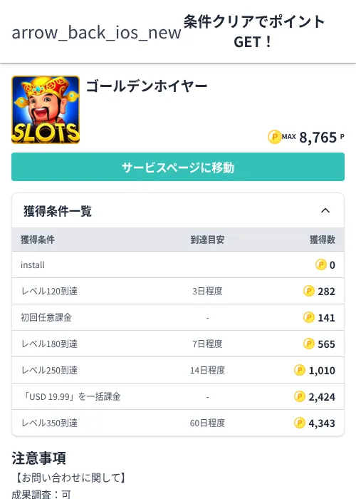 ゴールデンホイヤーの掲載記録画像(モッピー(Zucks)・2026年6月9日)