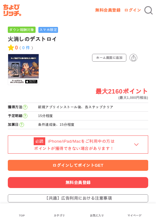 火消しのデストロイの掲載記録画像(ちょびリッチ・2026年6月9日)