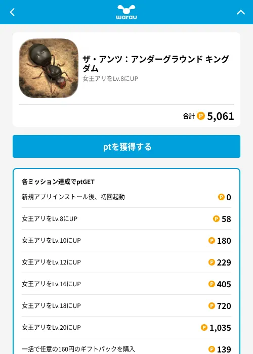 ザ・アンツ：アンダーグラウンド キングダムの掲載記録画像（ワラウ（GF Rewards）・2026年6月19日）